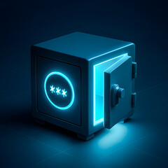 Secure password vault with glowing safe