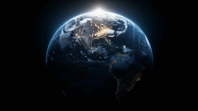 Stunning Earth from Space at Sunrise, Beautiful Planetary View in High Definition