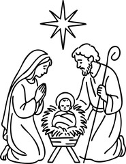Hand drawn nativity scene