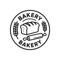 Classic Bakery Emblem with Bread, Wheat, and Rolling Pin