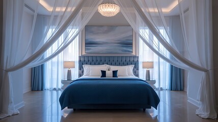 Modern Luxurious Bedroom Interior at Twilight