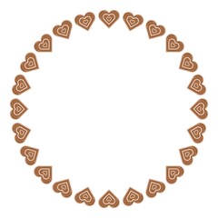 Gingerbread heart cookie wreath illustration