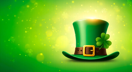 St Patrick's Day green hat with shamrock on a festive background