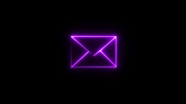 pink colour neon glowing message box icon animation text box inbox dialogue box chat conversation notification box sign Neon Email Icon..
