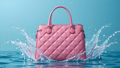 pink shopping bag on white background