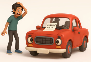 man standing next to his car with a parking ticket