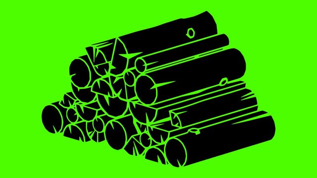 firewood illustration pile silhouette forest logo video icon green outline screen natural energy wood timber winter wooden fire brown shape traditional vector graphic background