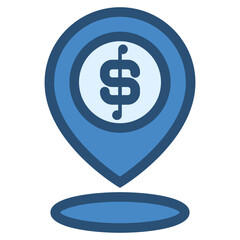 location strategy with dollar coin icon