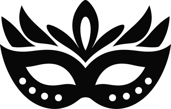 Stylish black silhouette of a decorative festival mask, ideal for masquerade balls, carnival celebrations, and festive party events, symbolizing mystery and elegant adornment
