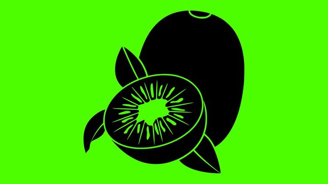 fresh illustration green silhouette vido logo green icon screen outline fruit kiwifruit nature kiwi healthy food plant ripe actinidia shape exotic vector graphic background
