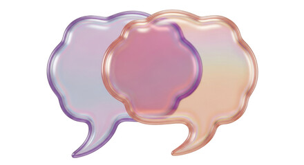 Isolated holographic speech bubbles for social media communication and messaging apps, modern design