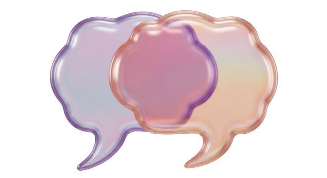 Isolated holographic speech bubbles for social media communication and messaging apps, modern design - Powered by Adobe