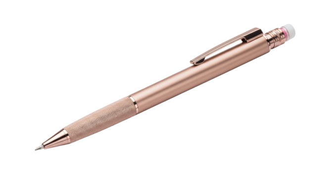 Isolated, mechanical pencil with an eraser for professional drawing and note taking.