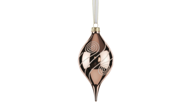 Isolated teardrop-shaped Christmas tree ornament for festive holiday season decor accents