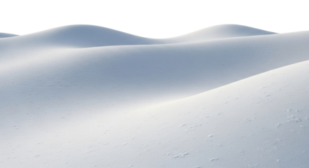 Isolated undulating dunes, snow-covered scenery, frozen landscape, cold winter weather