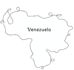 Venezuela continuous line map. line art of Venezuela map. single outline vector illustration	
