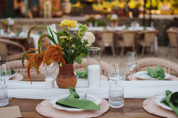 Elegant table setting for a garden dinner party