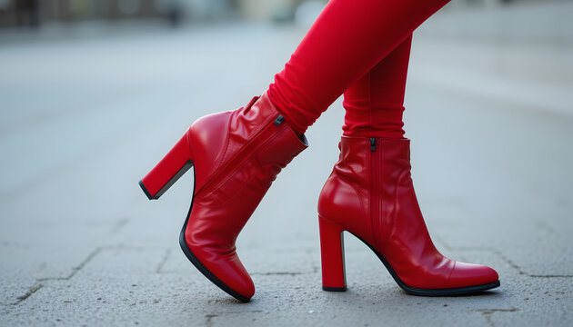 Woman wearing red high heel shoes