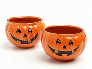 Cheerful orange pumpkin bowls for Halloween celebrations and decorations in festive settings