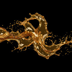 Golden Liquid Splash on Black Background