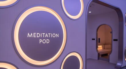 Contemporary Meditation Pod Interior With Decorative Circular Lighting And Peaceful Design