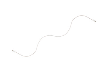 A white fabric-braided USB Type-C cable isolated on a transparent PNG. Ideal for concepts related...