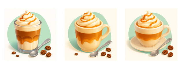 Creamy Caramel Coffee Drink Illustration