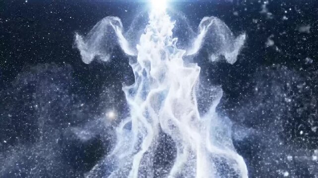 Cosmic entity emerging amidst swirling stardust