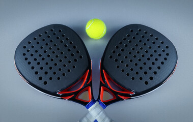 Two Padel Rackets with Ball Symmetrical Sports Equipment