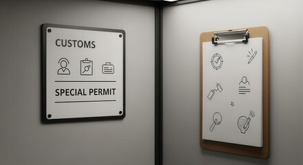 Customs And Special Permit Visual Representation For International Travel And Inspection