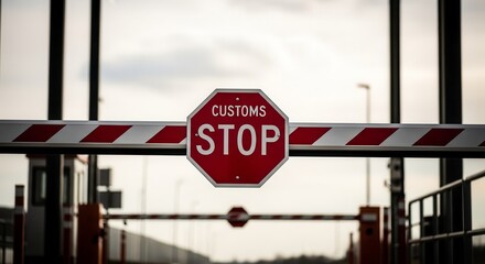 Customs Barrier Sign: Prohibiting Entry at Border Crossing or Security Checkpoint