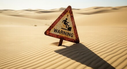 Desert Warning Sign: A Hazardous Journey Through Arid Sands and Rolling Dunes
