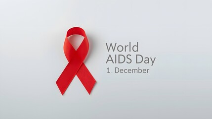 WORLD AIDS DAY concept with a red awareness ribbon.