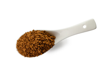 Overhead View of Instant Coffee in Ceramic Spoon