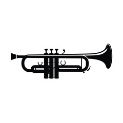 Naklejka premium Classic brass trumpet silhouette isolated on white background