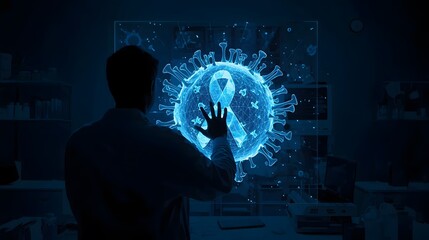 WORLD AIDS DAY concept interacting with digital technology background