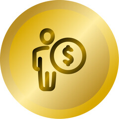 Shiny Gold Round Button With Raise Funding Capital Vector Icon