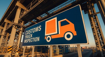 Customs Inspection Signage For International Trucking Transportation And Logistics