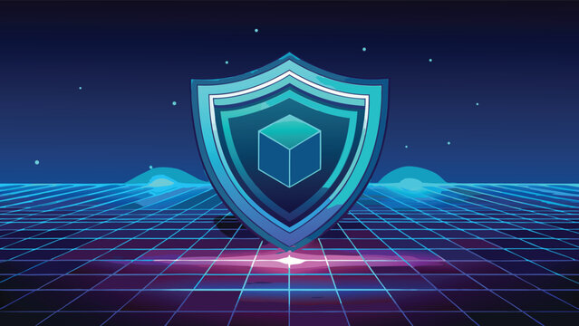 Cyber Security Data Protection Shield Blockchain Technology with vector illustration