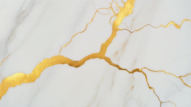 Luxurious white marble background with elegant golden veins creating an abstract pattern.