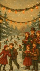 Vintage festive winter mobile wallpaper