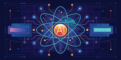 Obraz premium Artificial Intelligence Technology Concept Quantum Computing Science with vector illustration