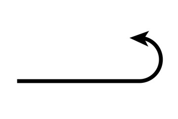 curved back arrow icon for ui, minimalist black returning arrow for navigation and undo actions