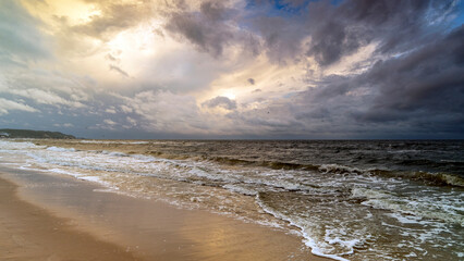 Natural landscape from the sea on a cloudy windy day.
