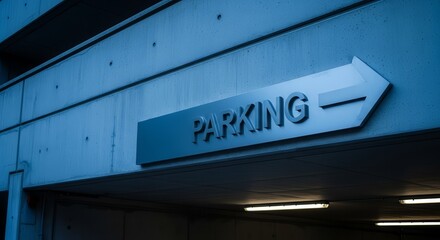 Directional Parking Sign in Modern Structure for Convenient Automobile Storage