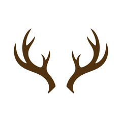 Brown deer antlers graphic on white background animal
