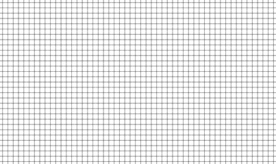 Square grid pattern background. Notebook paper, square paper background. Thin lines. Texture pattern for notebook. Blank white notebook paper with grid of black lines