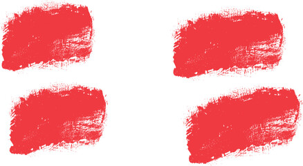 Four red paint brush strokes on a white background