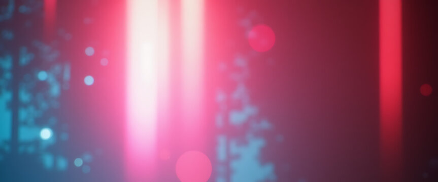 Abstract background with vibrant pink and cyan light streaks and bokeh effect