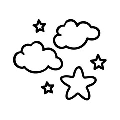 Clouds and stars icon isolated on for graphic design use